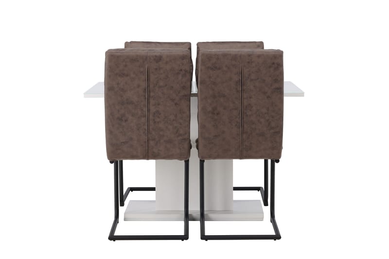 Pluto Matgrupp 120 cm Rektangulär med 4 Zizo stolar, Brun