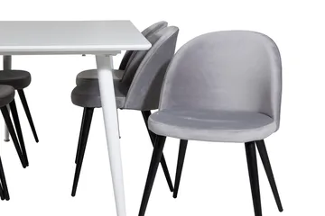 Polar Matbord 180 cm med 6 Velvet Köksstol Sammet - Möbler - Matplats - Matgrupp & matbord med stolar