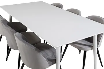 Polar Matbord 180 cm med 6 Velvet Köksstol Sammet - Möbler - Matplats - Matgrupp & matbord med stolar