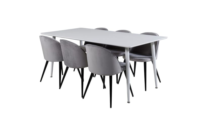 Polar Matbord 180 cm med 6 Velvet Köksstol Sammet - Möbler - Matplats - Matgrupp & matbord med stolar