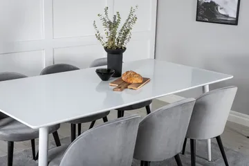 Polar Matbord 180 cm med 6 Velvet Köksstol Sammet - Möbler - Matplats - Matgrupp & matbord med stolar