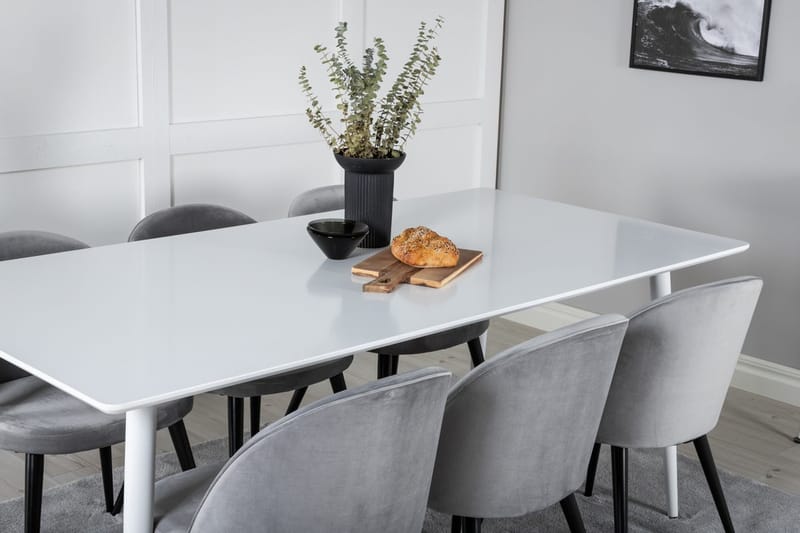 Polar Matbord 180 cm med 6 Velvet Köksstol Sammet - Möbler - Matplats - Matgrupp & matbord med stolar
