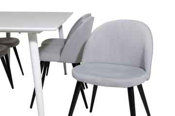 Polar Matbord 180 cm med 6 Velvet Matstol Manchester - ljusgrå, vit - Möbler - Matplats - Matgrupp & matbord med stolar