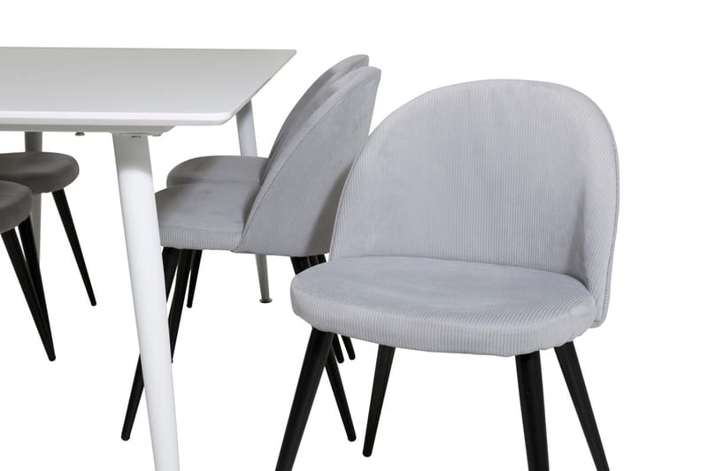 Polar Matbord 180 cm med 6 Velvet Matstol Manchester - ljusgrå, vit - Möbler - Matplats - Matgrupp & matbord med stolar