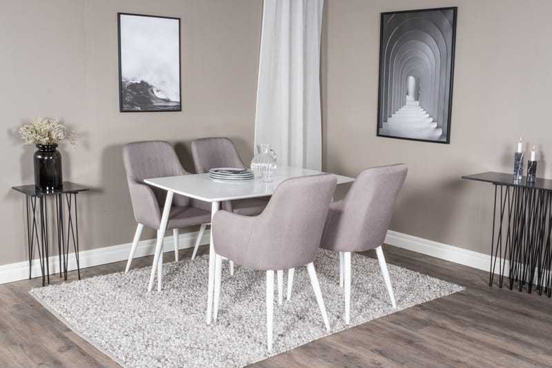 Polar Matgrupp 120 cm Rektangulär med 4 Comfort stolar - Grå - Möbler - Matplats - Matgrupp & matbord med stolar