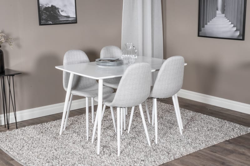 Polar Matgrupp 120 cm Rektangulär med 4 Polar stolar - Ljusgrå - Möbler - Matplats - Matgrupp & matbord med stolar