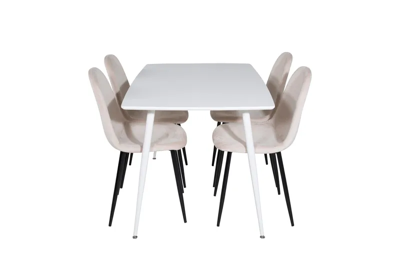 Polar Matgrupp 120 cm Rektangulär med 4 Polar stolar, Beige