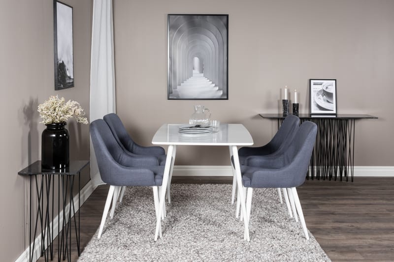 Polar Matgrupp 120 cm Rund med 4 Plaza stolar - Blå - Möbler - Matplats - Matgrupp & matbord med stolar