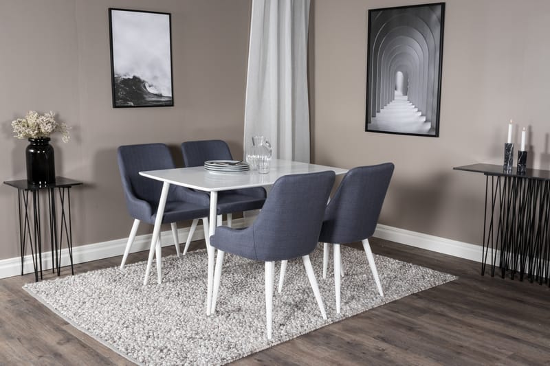 Polar Matgrupp 120 cm Rund med 4 Plaza stolar - Blå - Möbler - Matplats - Matgrupp & matbord med stolar