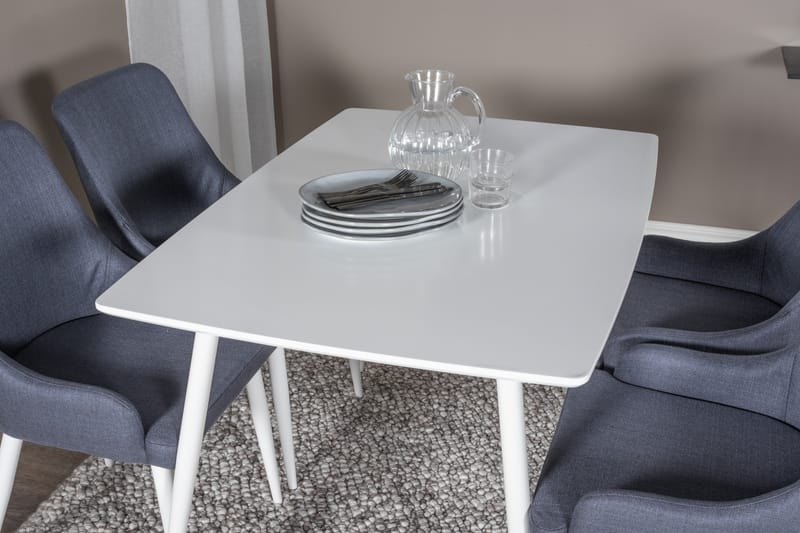 Polar Matgrupp 120 cm Rund med 4 Plaza stolar - Blå - Möbler - Matplats - Matgrupp & matbord med stolar