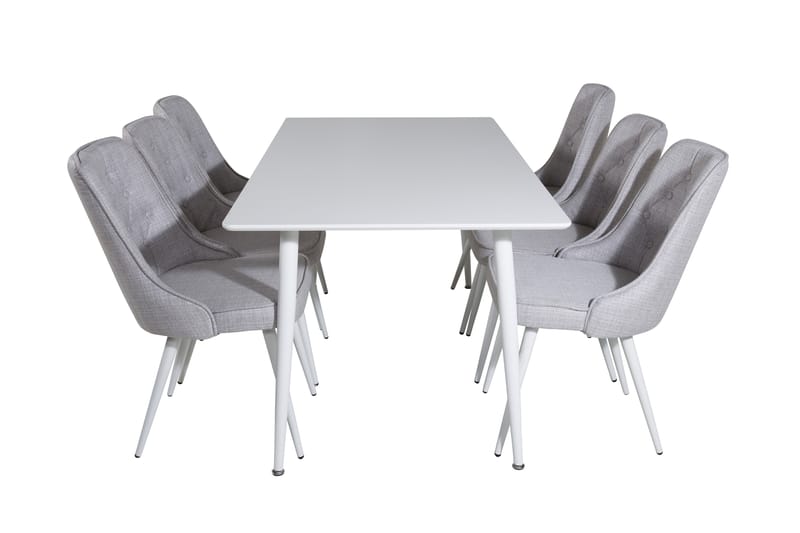 Polar Matgrupp 180 cm Rektangul�är med 6 Velvet Deluxe stolar - Grå - Möbler - Matplats - Matgrupp & matbord med stolar
