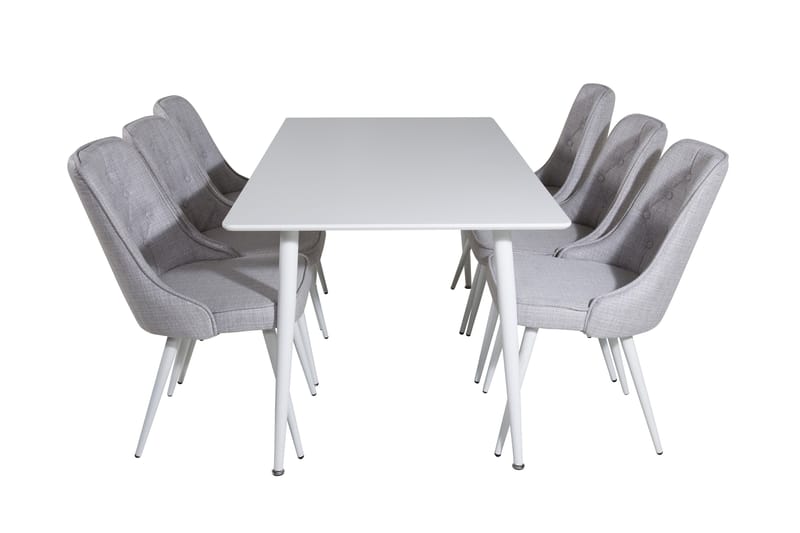 Polar Matgrupp 180 cm Rektangulär med 6 Velvet Deluxe stolar, Grå