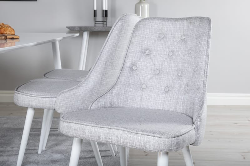 Polar Matgrupp 180 cm Rektangulär med 6 Velvet Deluxe stolar - Grå - Möbler - Matplats - Matgrupp & matbord med stolar