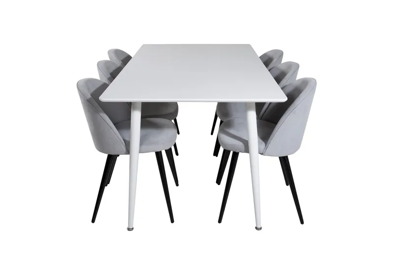 Polar Matgrupp 180 cm Rektangulär med 6 Velvet stolar, Svart