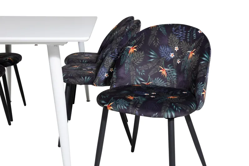 Polar Matgrupp 180 cm Rektangulär med 6 Velvet stolar - Svart - Möbler - Matplats - Matgrupp & matbord med stolar