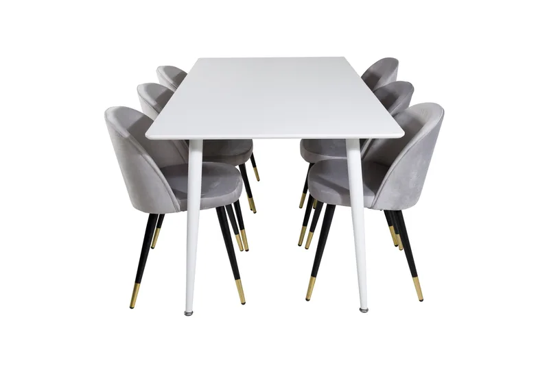 Polar Matgrupp 180 cm Rektangulär med 6 Velvet stolar, Svart/Guld
