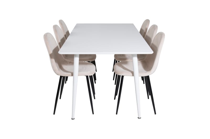 Polar Matgrupp 180 cm Rektangulär med 6 Polar stolar - Beige - Möbler - Matplats - Matgrupp & matbord med stolar