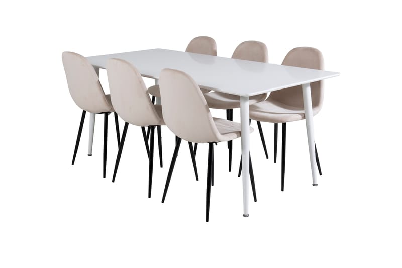 Polar Matgrupp 180 cm Rektangulär med 6 Polar stolar - Beige - Möbler - Matplats - Matgrupp & matbord med stolar