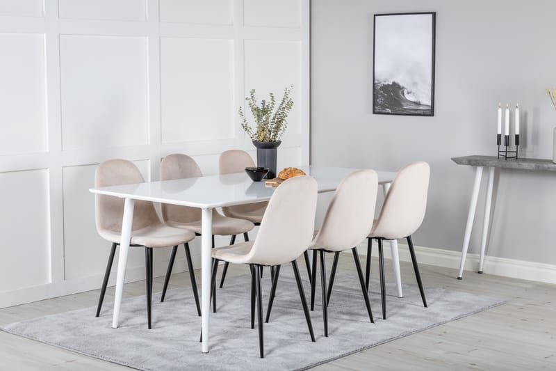 Polar Matgrupp 180 cm Rektangulär med 6 Polar stolar - Beige - Möbler - Matplats - Matgrupp & matbord med stolar