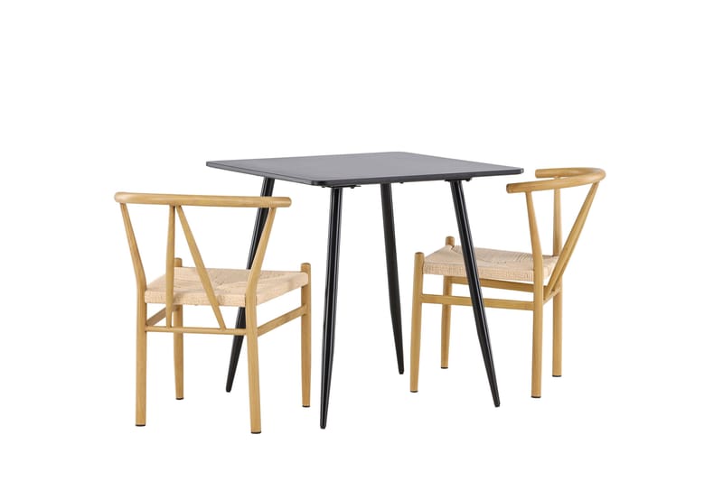 Polar Matgrupp 75 cm Kvadratisk med 2 Alfons stolar - Svart/Beige - Möbler - Matplats - Matgrupp & matbord med stolar