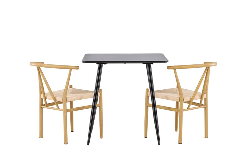 Polar Matgrupp 75 cm Kvadratisk med 2 Alfons stolar - Svart/Beige - Möbler - Matplats - Matgrupp & matbord med stolar