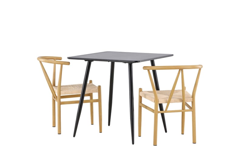Polar Matgrupp 75 cm Kvadratisk med 2 Alfons stolar - Svart/Beige - Möbler - Matplats - Matgrupp & matbord med stolar