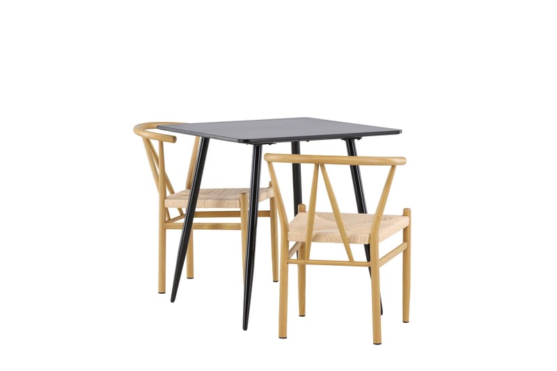 Polar Matgrupp 75 cm Kvadratisk med 2 Alfons stolar - Svart/Beige - Möbler - Matplats - Matgrupp & matbord med stolar