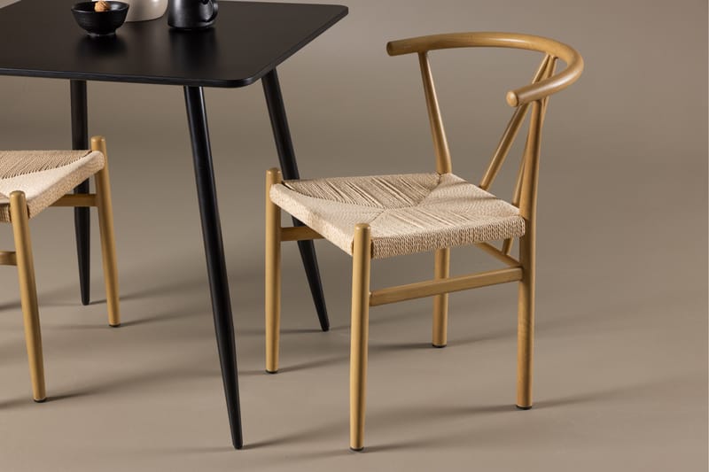 Polar Matgrupp 75 cm Kvadratisk med 2 Alfons stolar - Svart/Beige - Möbler - Matplats - Matgrupp & matbord med stolar