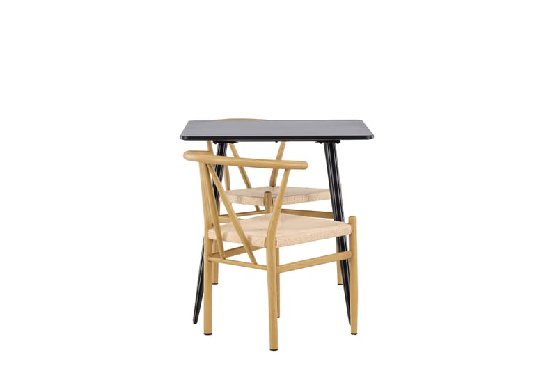 Polar Matgrupp 75 cm Kvadratisk med 2 Alfons stolar - Svart/Beige - Möbler - Matplats - Matgrupp & matbord med stolar