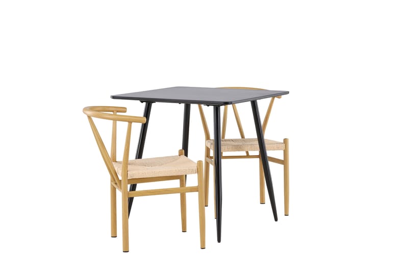 Polar Matgrupp 75 cm Kvadratisk med 2 Alfons stolar - Svart/Beige - Möbler - Matplats - Matgrupp & matbord med stolar