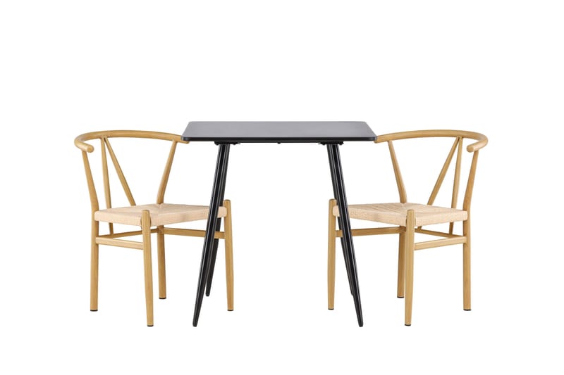 Polar Matgrupp 75 cm Kvadratisk med 2 Alfons stolar - Svart/Beige - Möbler - Matplats - Matgrupp & matbord med stolar