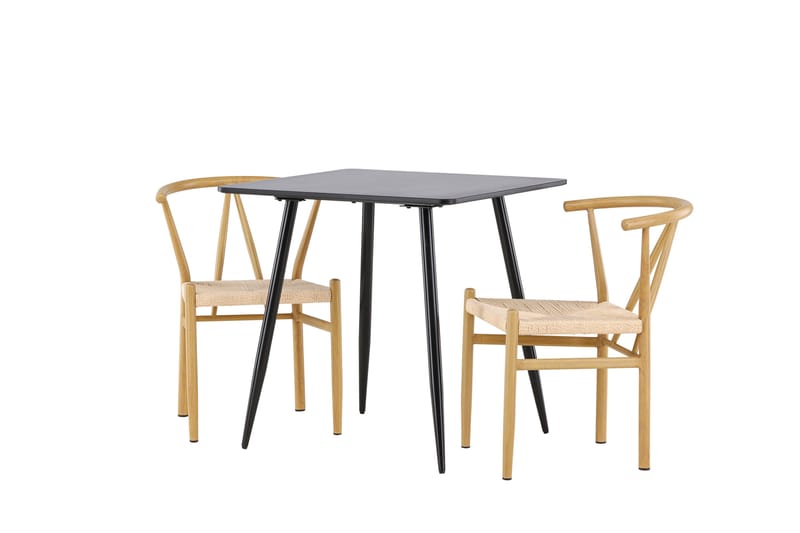 Polar Matgrupp 75 cm Kvadratisk med 2 Alfons stolar - Svart/Beige - Möbler - Matplats - Matgrupp & matbord med stolar