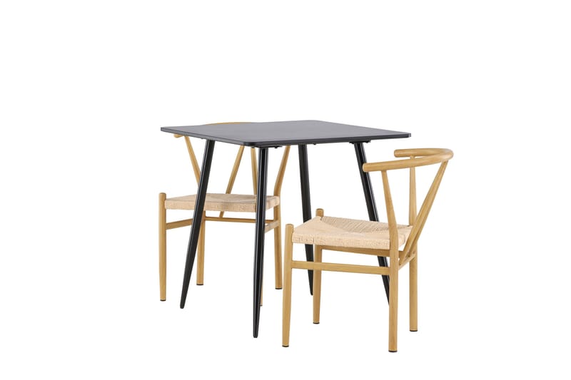 Polar Matgrupp 75 cm Kvadratisk med 2 Alfons stolar - Svart/Beige - Möbler - Matplats - Matgrupp & matbord med stolar