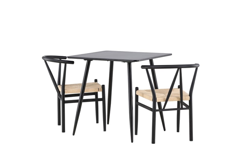 Polar Matgrupp 75 cm Kvadratisk med 2 Alfons stolar - Svart/Svart - Möbler - Matplats - Matgrupp & matbord med stolar