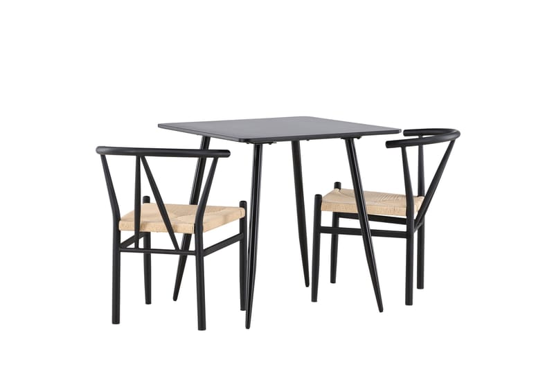 Polar Matgrupp 75 cm Kvadratisk med 2 Alfons stolar - Svart/Svart - Möbler - Matplats - Matgrupp & matbord med stolar