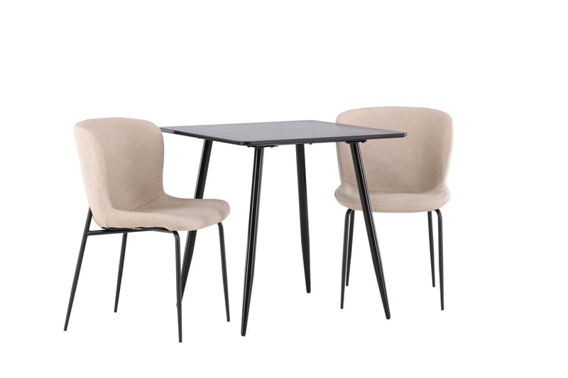 Polar Matgrupp 75 cm Kvadratisk med 2 Modesto stolar - Svart/Beige - Möbler - Matplats - Matgrupp & matbord med stolar