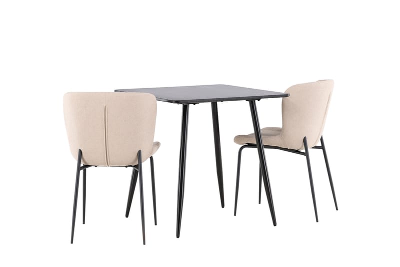 Polar Matgrupp 75 cm Kvadratisk med 2 Modesto stolar - Svart/Beige - Möbler - Matplats - Matgrupp & matbord med stolar