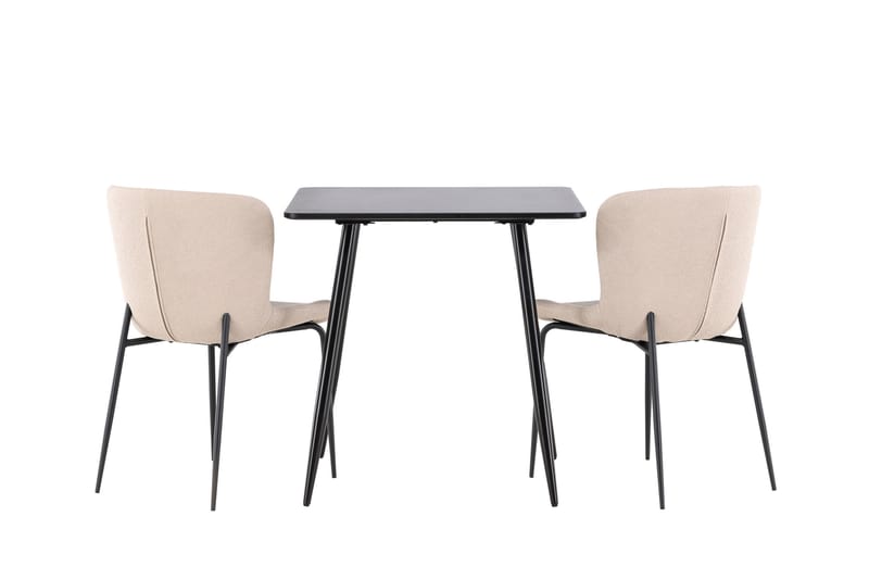 Polar Matgrupp 75 cm Kvadratisk med 2 Modesto stolar - Svart/Beige - Möbler - Matplats - Matgrupp & matbord med stolar