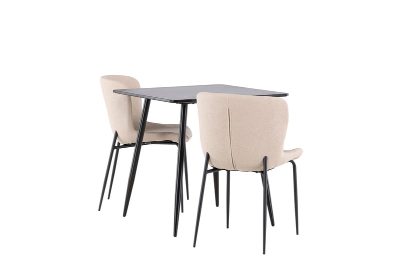 Polar Matgrupp 75 cm Kvadratisk med 2 Modesto stolar - Svart/Beige - Möbler - Matplats - Matgrupp & matbord med stolar