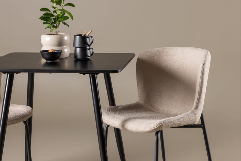 Polar Matgrupp 75 cm Kvadratisk med 2 Modesto stolar - Svart/Beige - Möbler - Matplats - Matgrupp & matbord med stolar