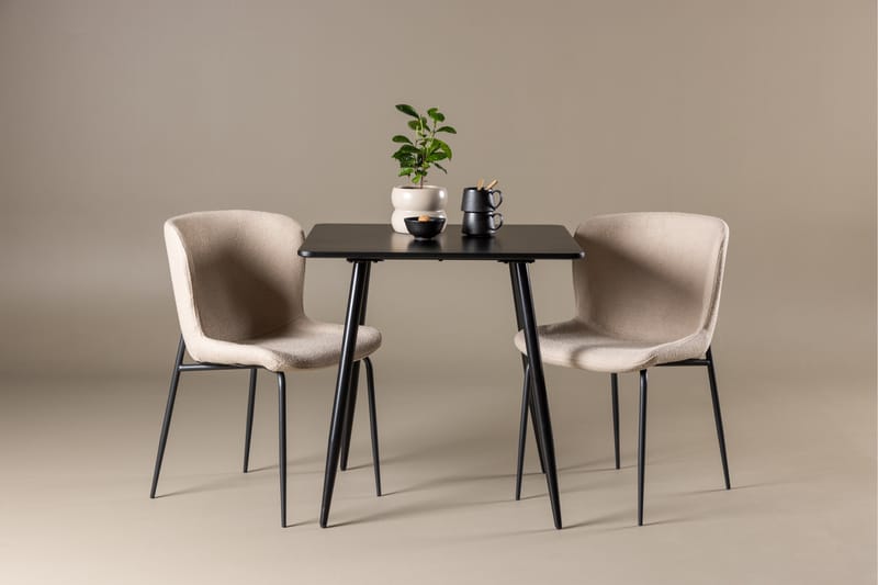 Polar Matgrupp 75 cm Kvadratisk med 2 Modesto stolar - Svart/Beige - Möbler - Matplats - Matgrupp & matbord med stolar