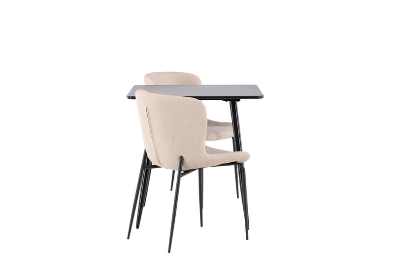 Polar Matgrupp 75 cm Kvadratisk med 2 Modesto stolar - Svart/Beige - Möbler - Matplats - Matgrupp & matbord med stolar