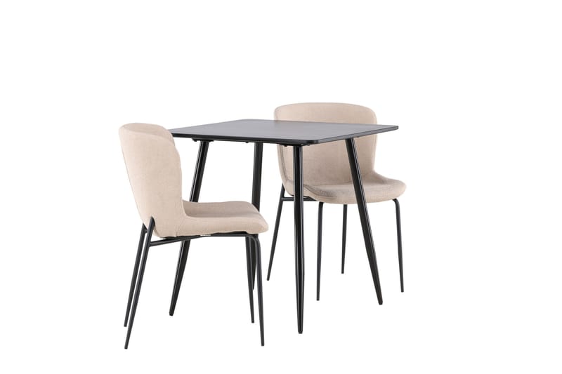 Polar Matgrupp 75 cm Kvadratisk med 2 Modesto stolar - Svart/Beige - Möbler - Matplats - Matgrupp & matbord med stolar