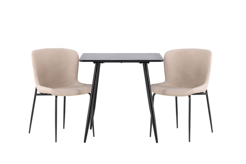 Polar Matgrupp 75 cm Kvadratisk med 2 Modesto stolar - Svart/Beige - Möbler - Matplats - Matgrupp & matbord med stolar