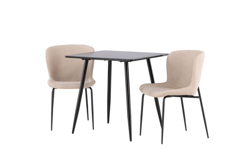 Polar Matgrupp 75 cm Kvadratisk med 2 Modesto stolar - Svart/Beige - Möbler - Matplats - Matgrupp & matbord med stolar