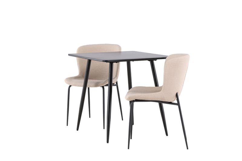 Polar Matgrupp 75 cm Kvadratisk med 2 Modesto stolar - Svart/Beige - Möbler - Matplats - Matgrupp & matbord med stolar