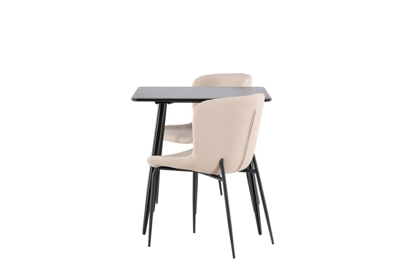 Polar Matgrupp 75 cm Kvadratisk med 2 Modesto stolar - Svart/Beige - Möbler - Matplats - Matgrupp & matbord med stolar