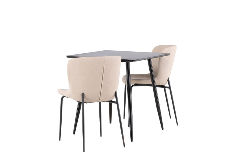 Polar Matgrupp 75 cm Kvadratisk med 2 Modesto stolar - Svart/Beige - Möbler - Matplats - Matgrupp & matbord med stolar