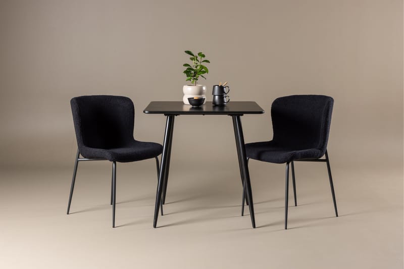 Polar Matgrupp 75 cm Kvadratisk med 2 Modesto stolar - Svart/Svart - Möbler - Matplats - Matgrupp & matbord med stolar