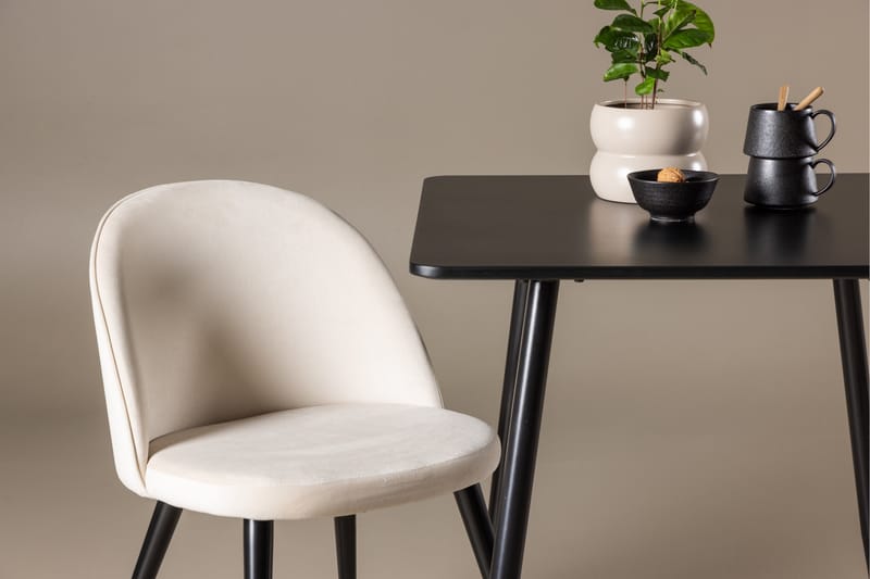 Polar Matgrupp 75 cm Kvadratisk med 2 Velvet stolar - Svart/Beige - Möbler - Matplats - Matgrupp & matbord med stolar
